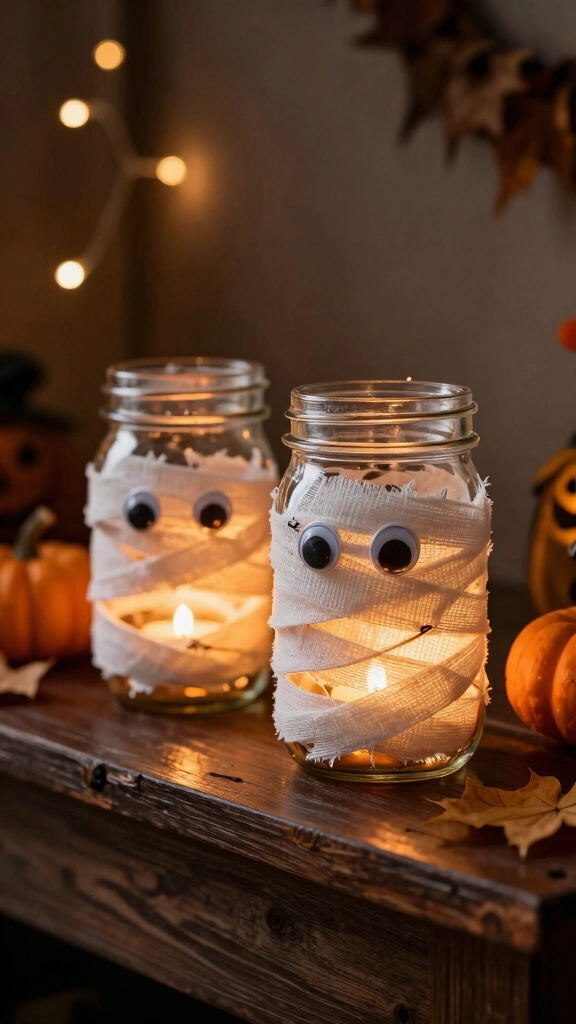 Mason Jar Mummy Lights