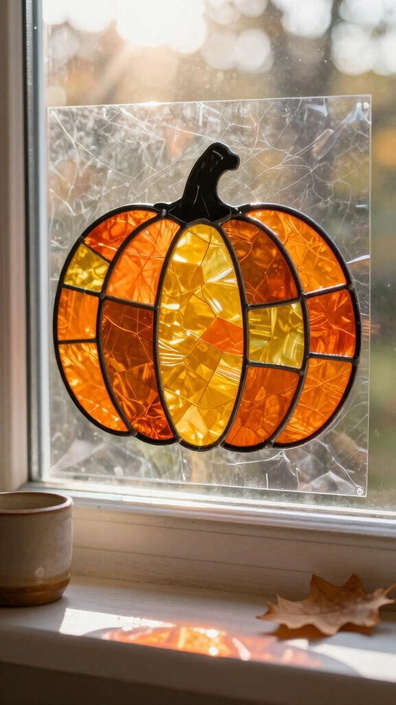 Faux Stained Glass Laminating Sheet Pumpkin