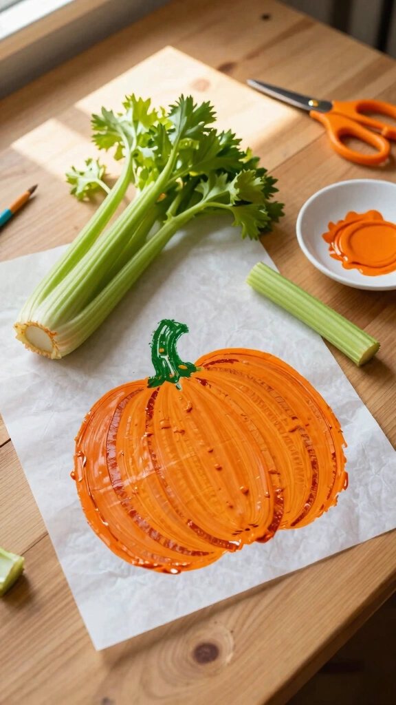 Celery Stamp Suncatcher on Wax Paper