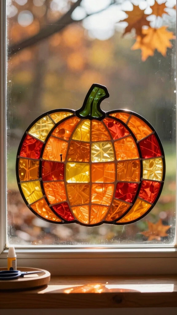 Tissue Paper Mosaic Pumpkin Template