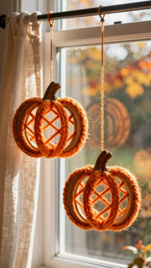 Yarn Wrap Pumpkin Suncatcher
