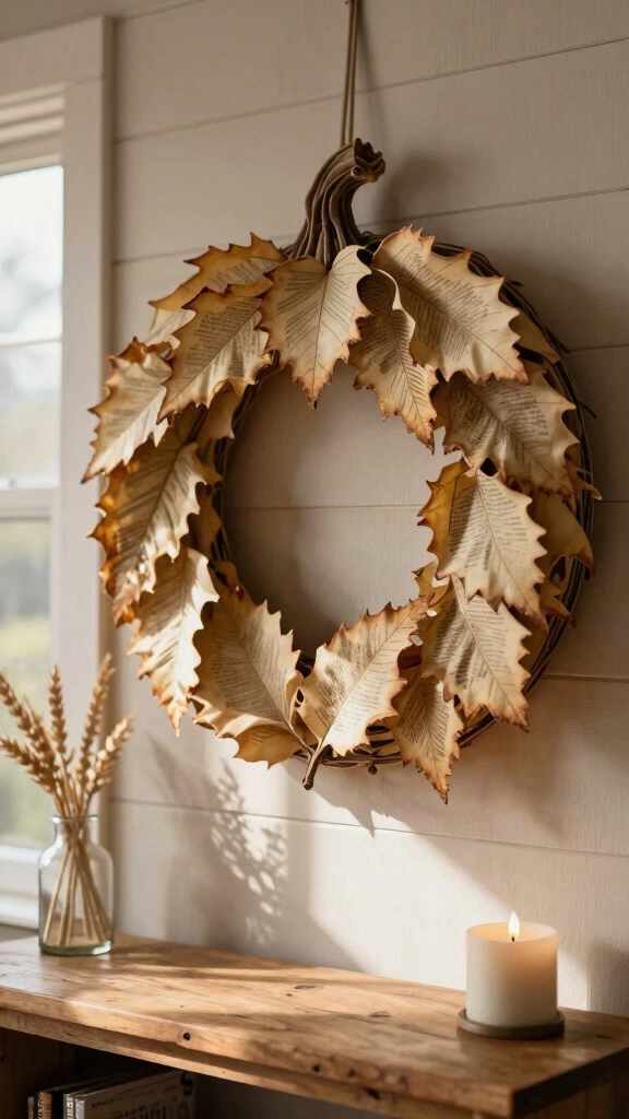 Vintage Book Page Paper Pumpkin