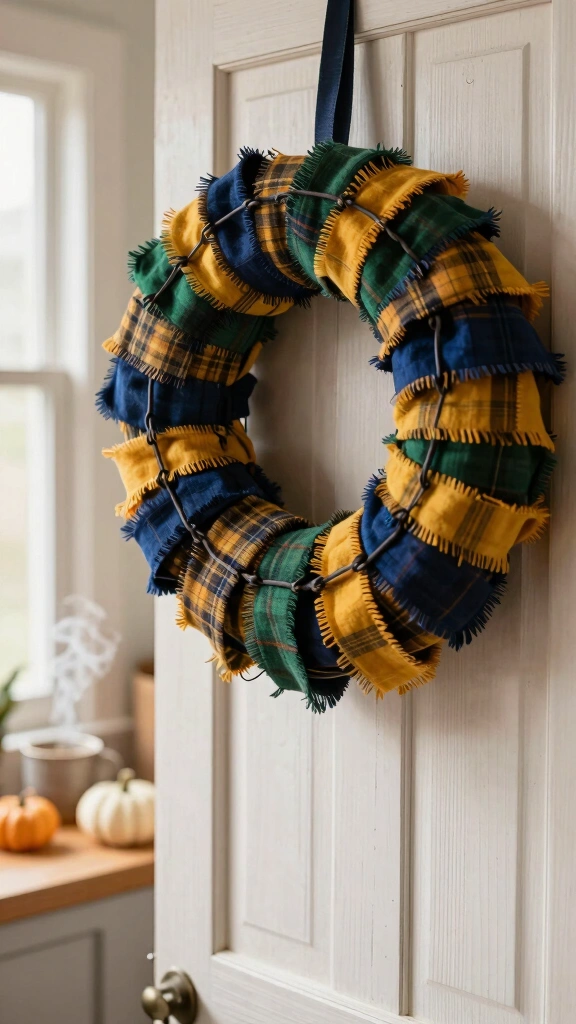 Fall Flannel Plaid Rag Wreath