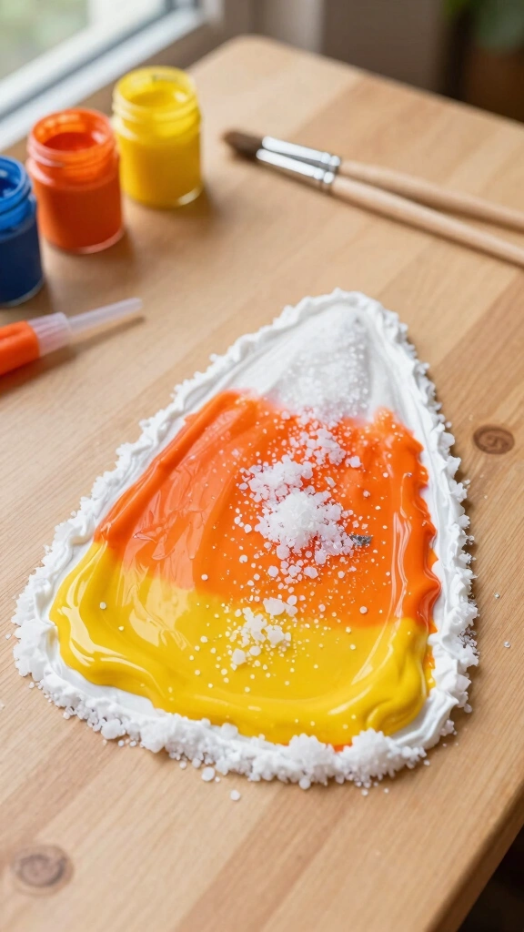 Candy Corn Salt Painting