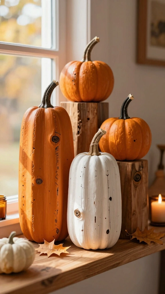 Reclaimed Wood Block Pumpkins