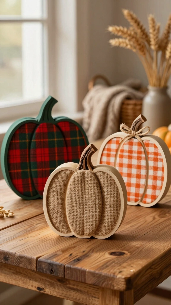MDF Pumpkin Cutouts with Fabric Overlay