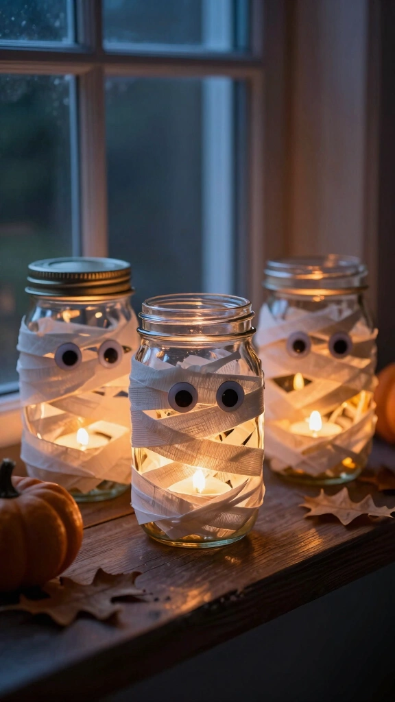Mason Jar Mummy Lanterns