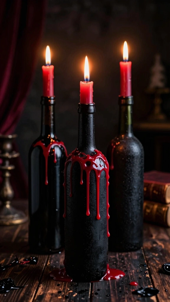 Creepy Wax-Dripped Wine Bottles