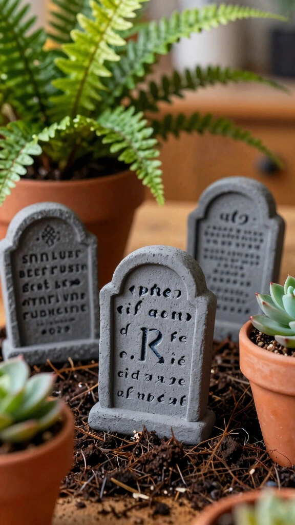 Clay Tombstone Plant Markers