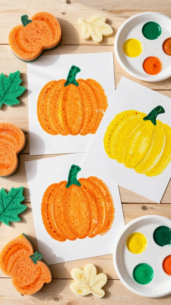 Textured Sponge Painted Pumpkins