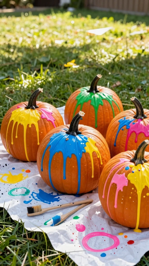 Jackson Pollock Splatter Paint Pumpkins