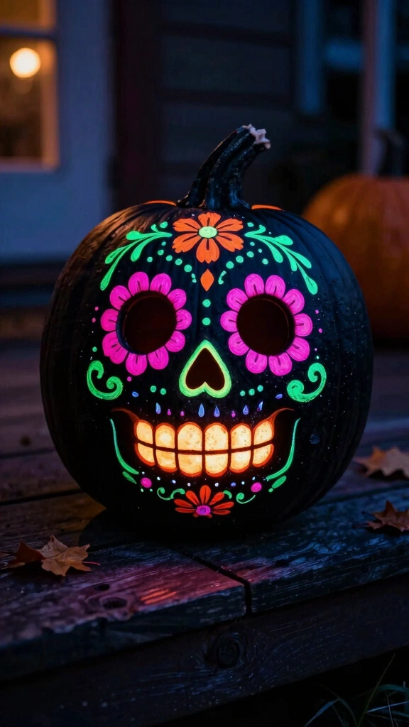 Glow-in-the-Dark Neon Skull