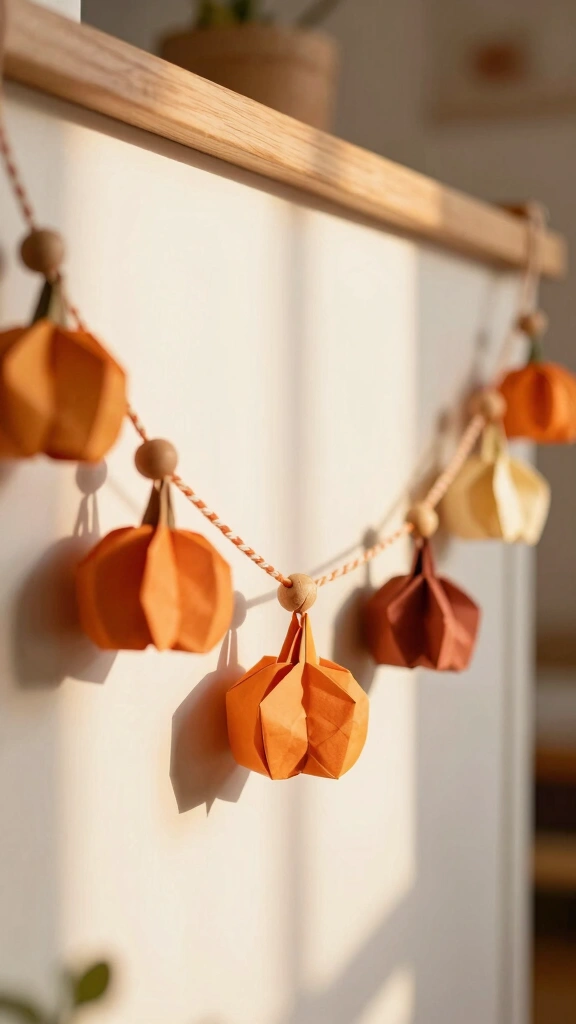 Miniature Origami Pumpkin Garland
