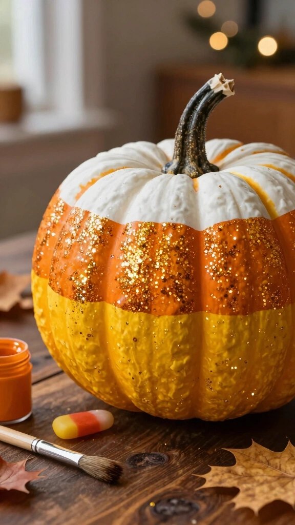 Glittery Candy Corn Gourd