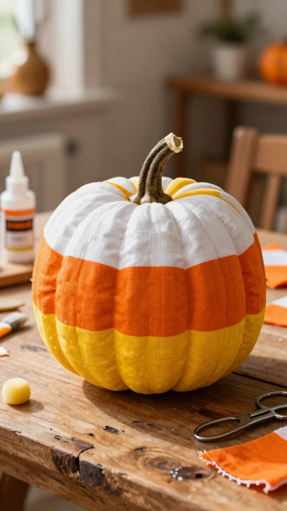 Fabric Scrap Wrapped Pumpkin