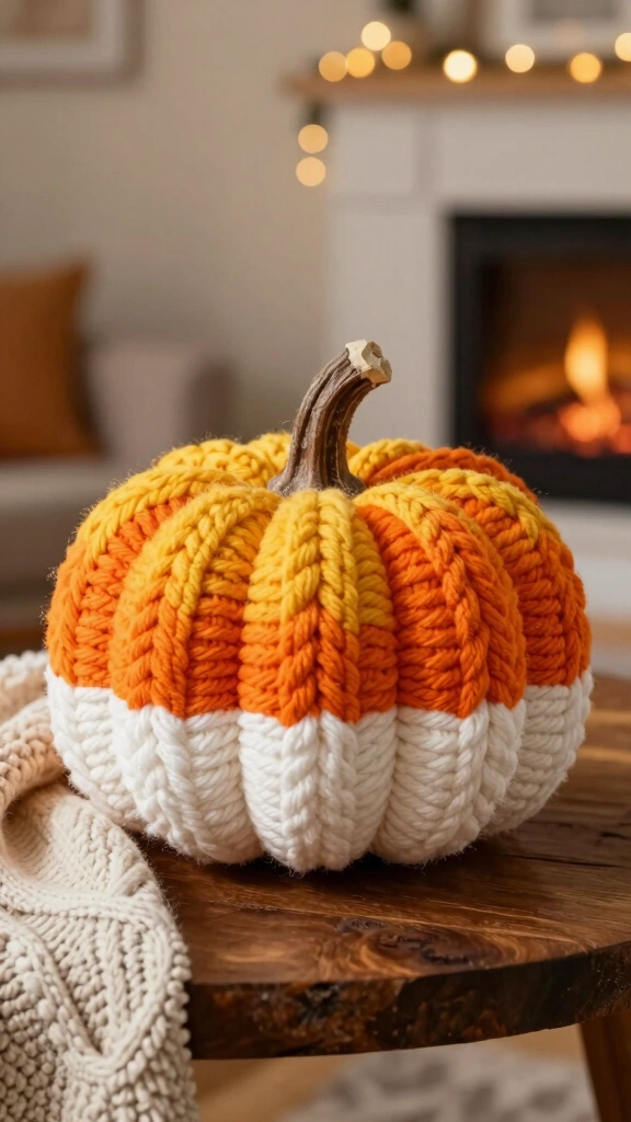 Cozy Yarn-Wrapped Pumpkin
