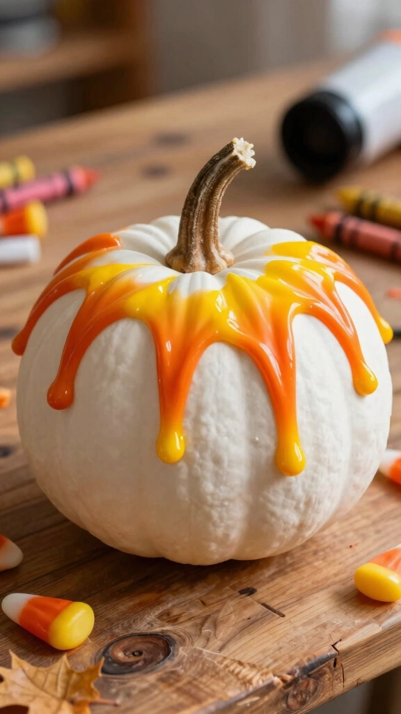 Melted Crayon Candy Corn Gourd