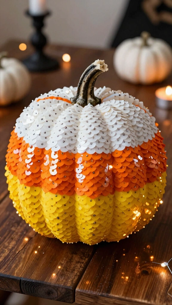 Glam Sequin-Studded Pumpkin