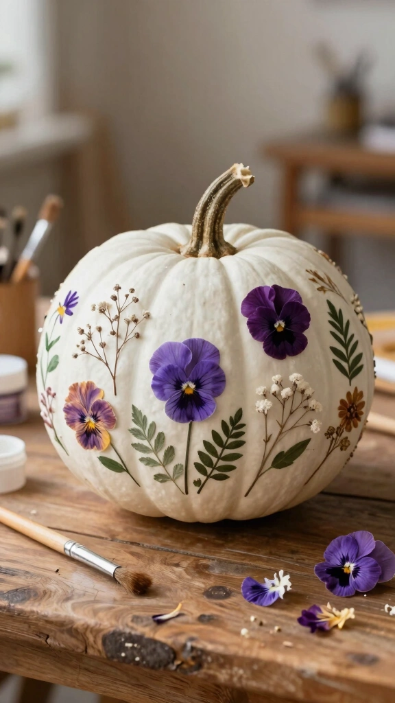 Dried Flower Decoupage Pumpkins