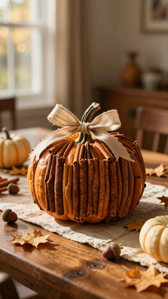 Rustic Twig and Cinnamon Stick Pumpkins