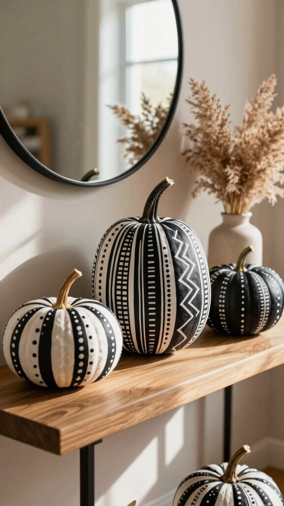 Modern Mudcloth Painted Pumpkins