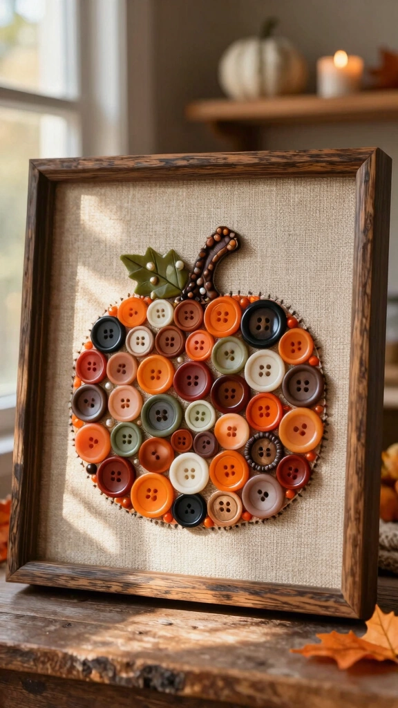 Whimsical Button Pumpkin Art