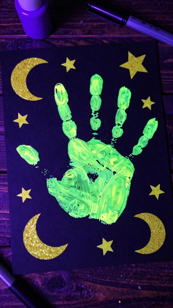 Glowing Neon Witch Handprint