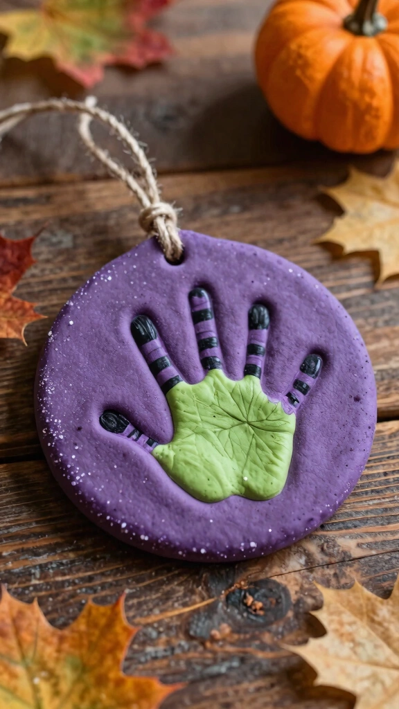 Salt Dough Witch Handprint Ornament
