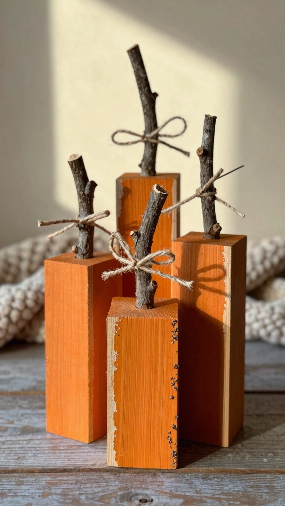 Scrap 2x4 Rustic Pumpkin Blocks
