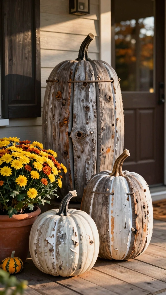 Vintage Fence Picket Pumpkins