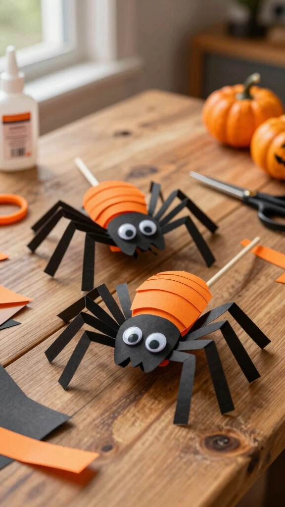 Paper Strip Spider Puppets