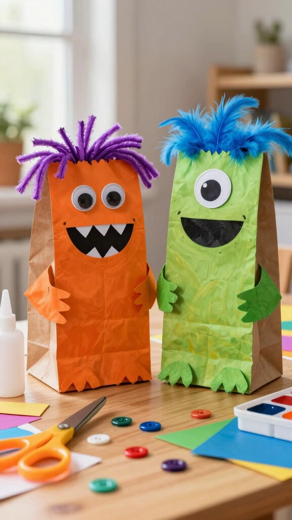 Paper Bag Monster Puppets
