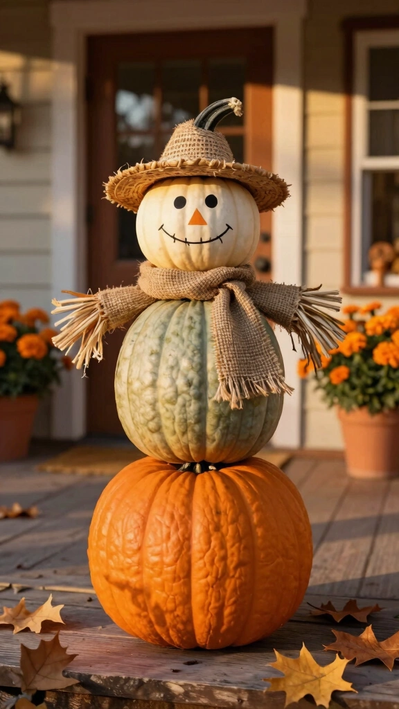 The Stacked Pumpkin Topiary Scarecrow