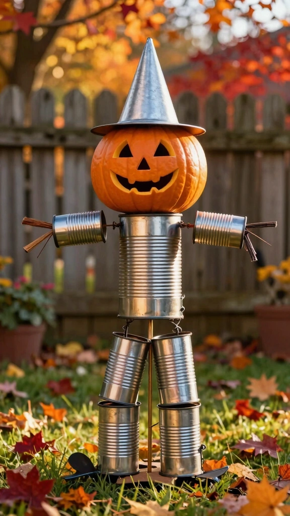 The Tin Can Man Pumpkin Scarecrow