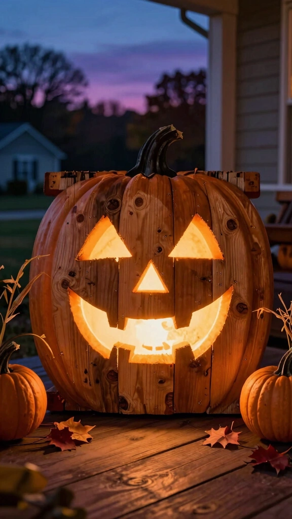 The Lighted Jack-o'-Lantern Pallet Sign