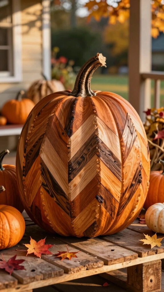 Reclaimed Wood Chevron Pumpkin