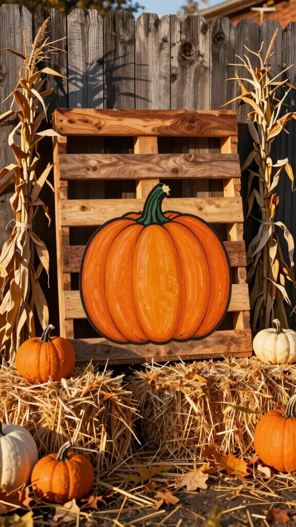 Pallet Pumpkin Fence Gate Display