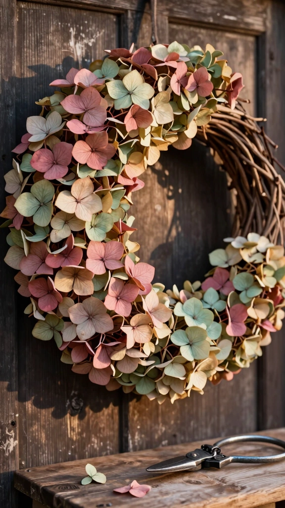 Rustic Dried Hydrangea Wreaths