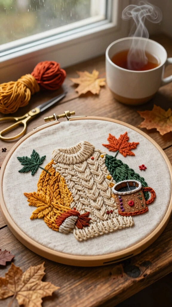 Embroidered Autumn Hoop Art
