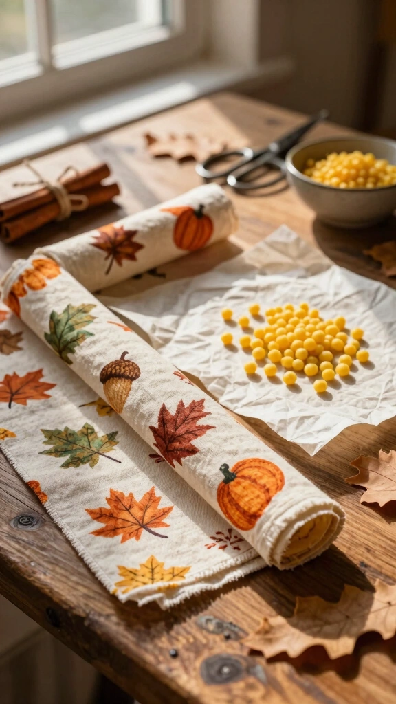 Beeswax Food Wraps with Fall Prints