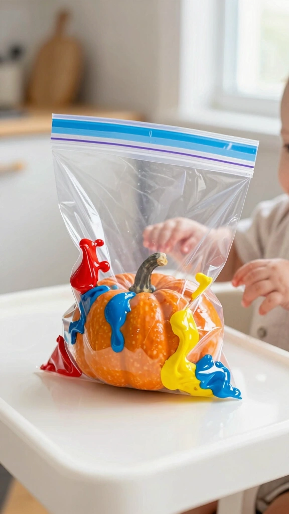 Mess-Free Ziploc Paint Pumpkin