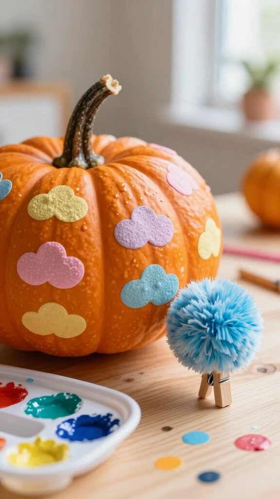 Pom-Pom Painted Pumpkin