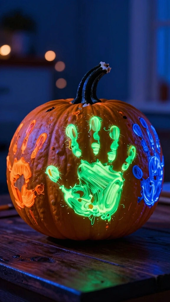 Glow-in-the-Dark Finger Paint Pumpkin