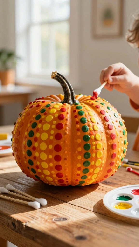 Cotton Swab Pointillism Pumpkin