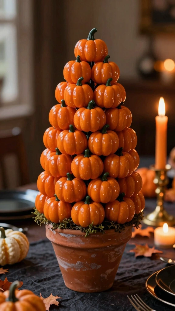Candy Pumpkin Topiaries