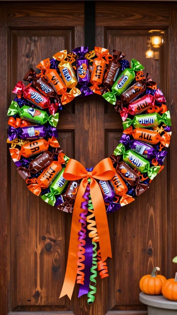 Trick-or-Treat Candy Wreaths