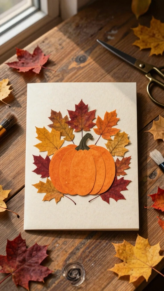 Pressed Leaf and Pumpkin Collage