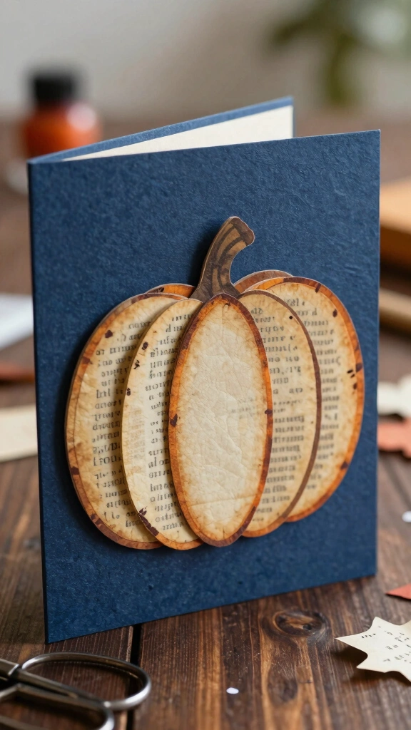 Distressed Vintage Bookpage Pumpkin