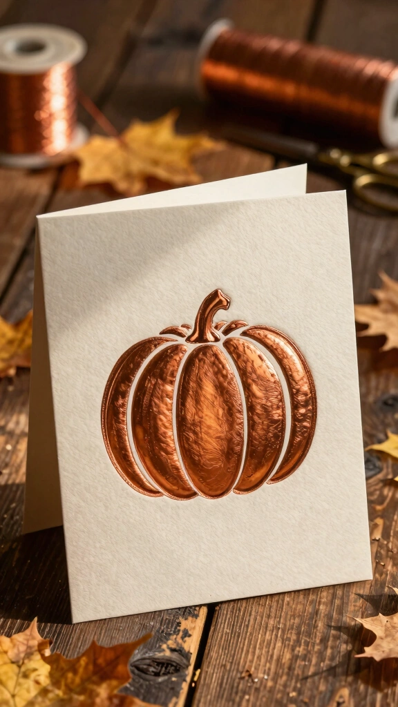 Shiny Foil-Stamped Pumpkin Card