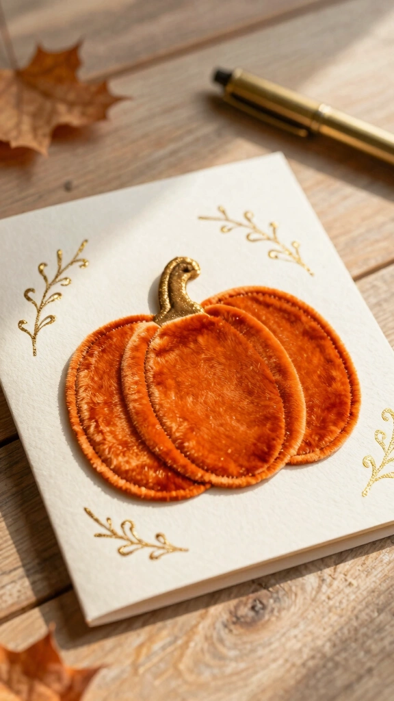 Velvet Applique Pumpkin Card